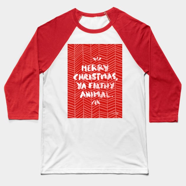 filthy animal red Baseball T-Shirt by CatCoq